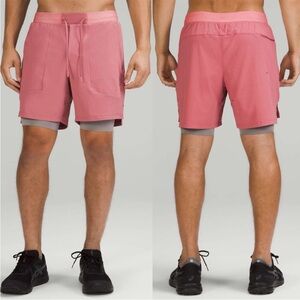 lululemon License to Train Lined Short Men's Rose Athletic Shorts